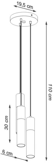 Sollux SL.1081 - Luster na lanku BORGIO 3xGU10/40W/230V betón/kov čierna