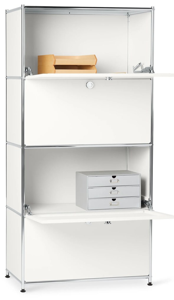 Kovová vysoká skrinka »CN3« so 4 výklopnými priehradkami, biela