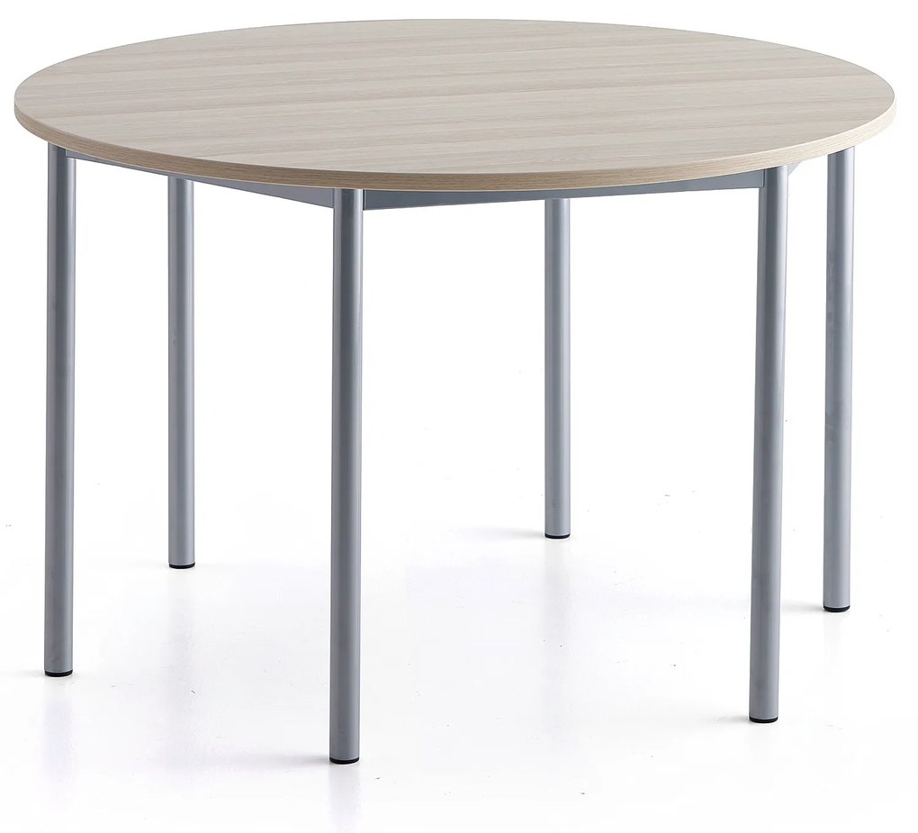 Stôl BORÅS PLUS, Ø1200x760 mm, laminát - jaseň, strieborná