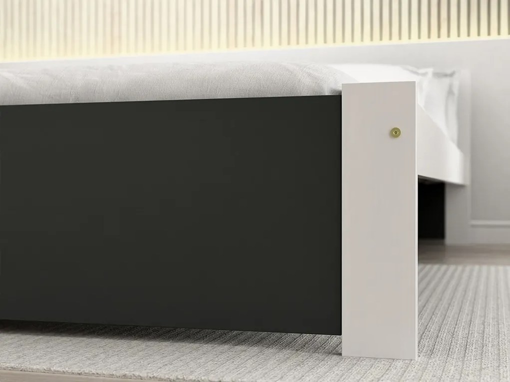 Posteľ IKAROS 160 x 200 cm, antracit/biela Rošt: S latkovým roštom, Matrac: Matrac SOMMERA 18 cm