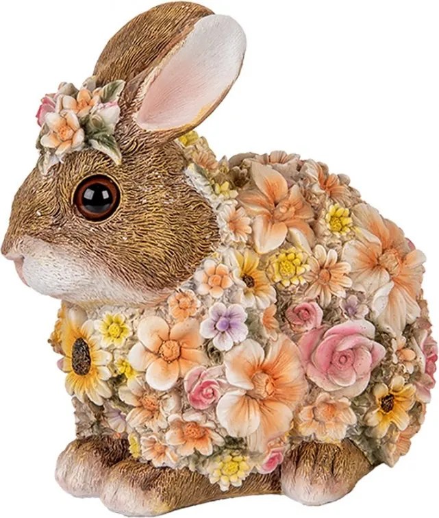 Dekorácia figúrka králiček posiaty kvetmi - 19*12*18 cm