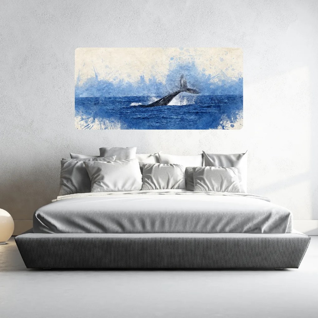 60x120cm Veľryba v oceáne - textilná nálepka na stenu