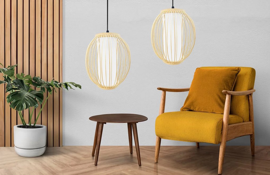 Toolight Toolight, stropné svietidlo 1xE27 APP1634-1CP, prírodná hnedá, OSW-03616