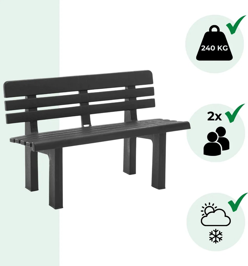 Záhradná lavica GENZIANA, 110x52x71cm, antracitová I.P.A.E-Progarden