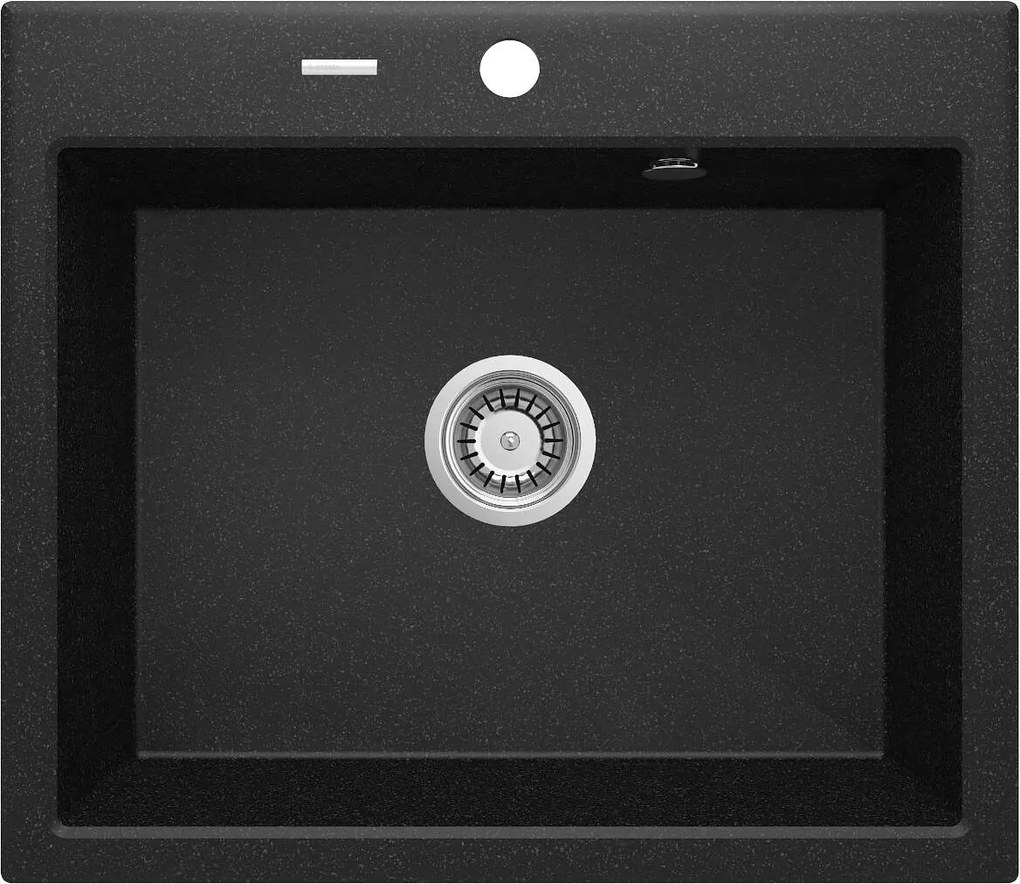 Deante Andante, granitový drez 600x520x210 mm + priestorovo úsporný sifón, 1-komorový, grafitová, ZQN_2103
