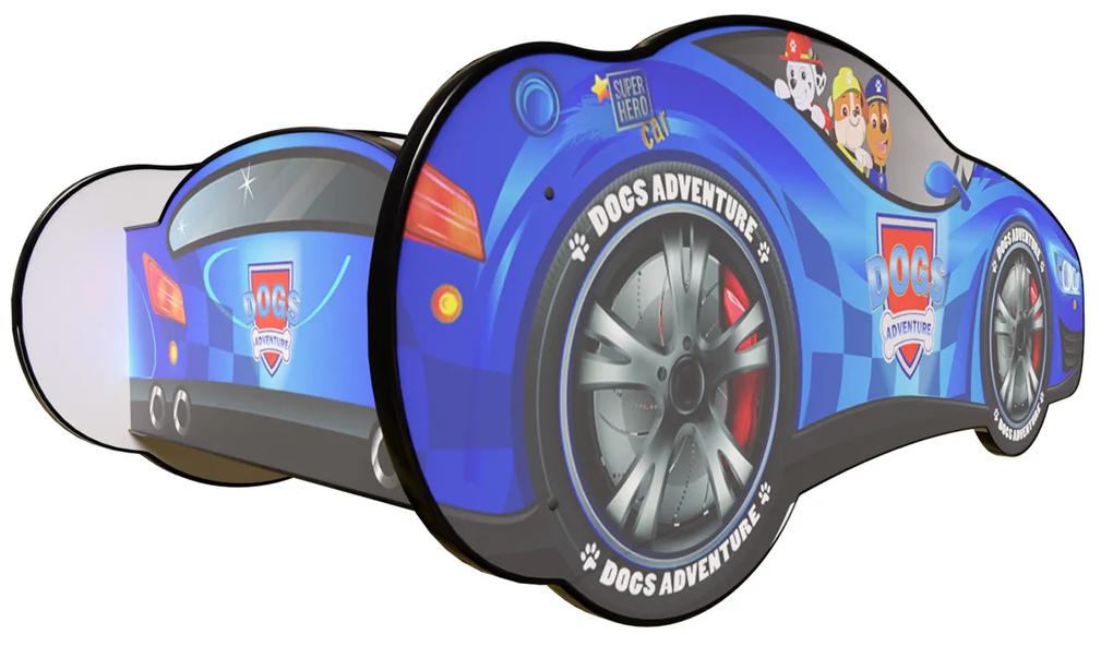 TOP BEDS Detská auto posteľ Racing Car Hero - Dogs Adventure modrá  140cm x 70cm