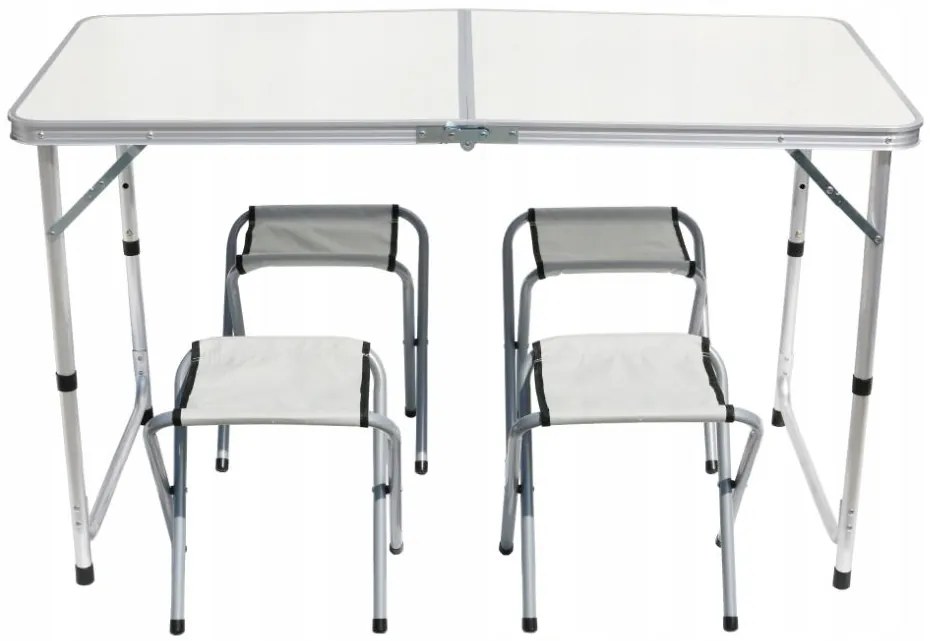 Bestent Kempingový stôl 120x60cm a 4 stoličky White