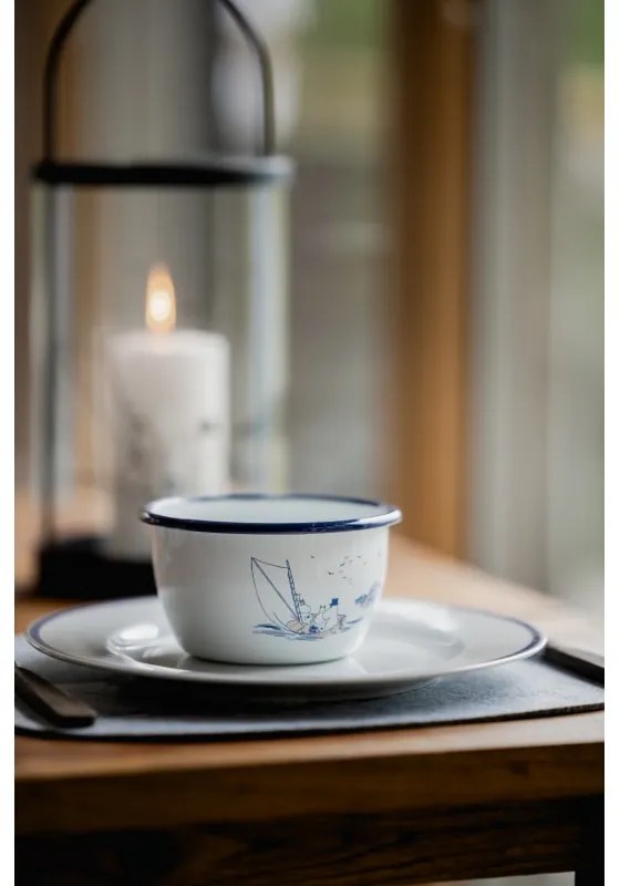 Miska Moomin Sailors 0,6l, smalt / bielo-modrá