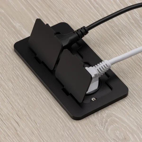 Solight 5B323B - Vonkajšia vstavaná podlahová dvojzásuvka IP55 čierna obdĺžnikový