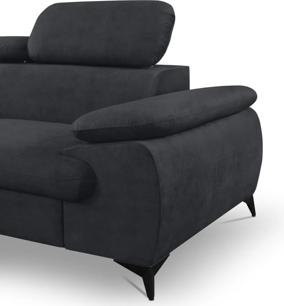 Rohová sedacia súprava Scala, antracitová šedá látka, ľavý roh