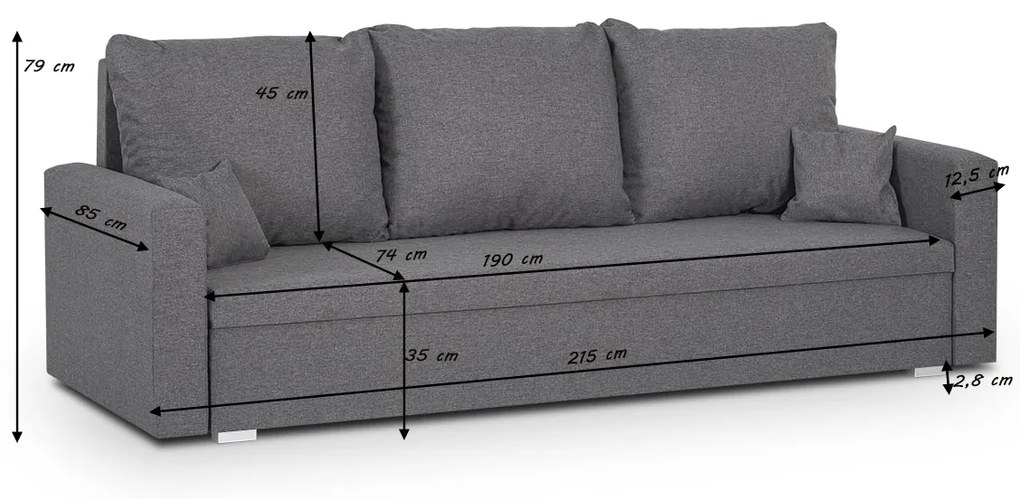 Pohovka pre 3 osoby s funkciou spania MONDI Béžová