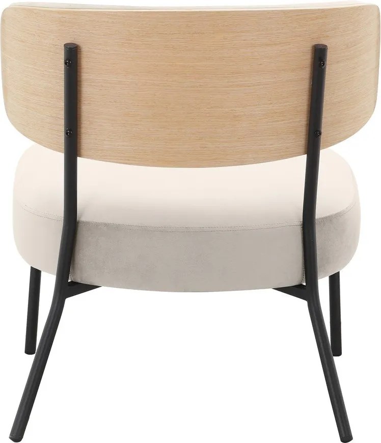 Krémovobiele zamatové kreslo s podnožkou Jerry – Støraa