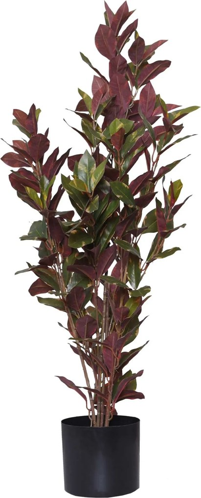Umelý červený fikus GOMMA, plast, výška 90 cm, zeleno-červená