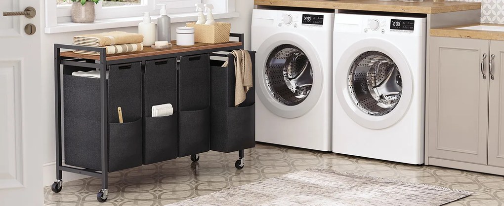 Koš na prádlo Vasagle Pietro 159 l hnědý/černý