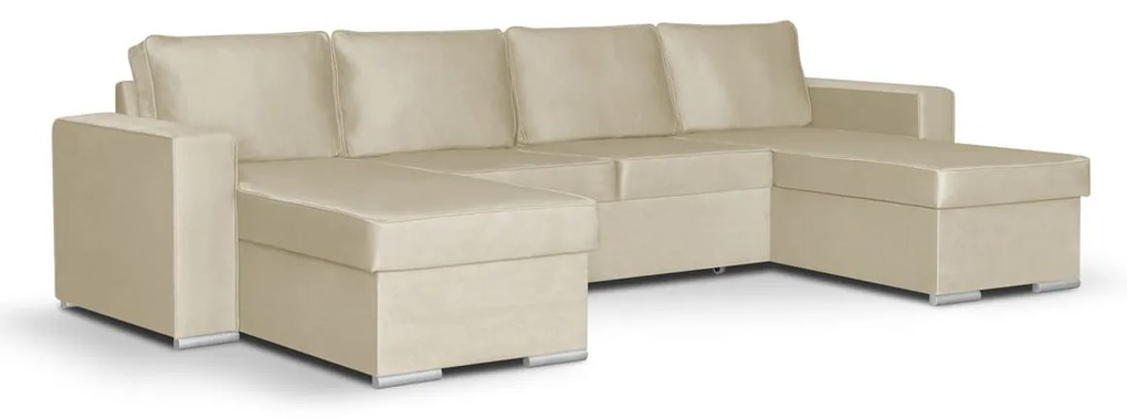 Rohová sedacia súprava s funkciou spania PANORAMO-U Béžová