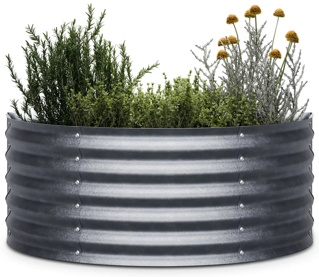 High Grow Half Circle, polkruhový vyvýšený záhon, 105x43x60 cm, z vlnitého oceľového plechu, jednoduchá montáž, odolný voči hrdzi a mrazu