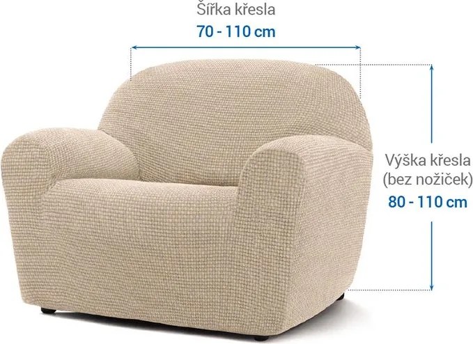 Super strečové poťahy NIAGARA smotanová kreslo (š. 70 - 110 cm)