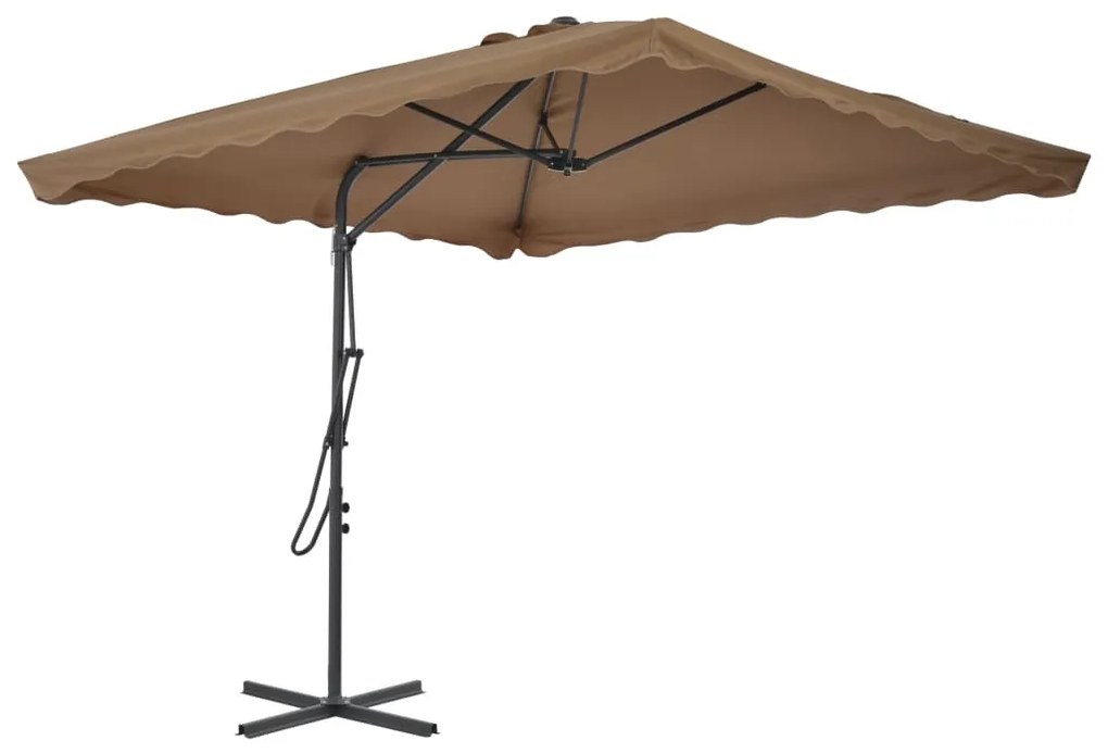 vidaXL Vonkajší slnečník s oceľovou tyčou 250x250 cm hnedo-sivý