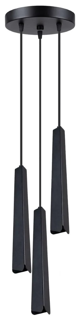 Závesné svietidlo Prysm, 3x čierne kovové tienidlo, o