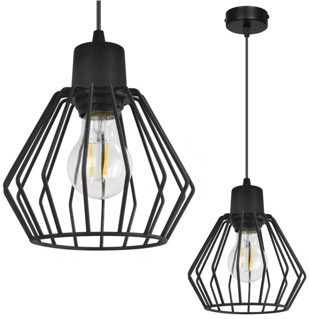 Závesné svietidlo Nuvola 2, 1x čierne drôtené tienidlo