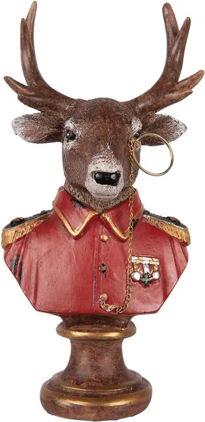 Červeno-hnedá vianočná dekorácia busta jeleň Deer - 10*8*19 cm