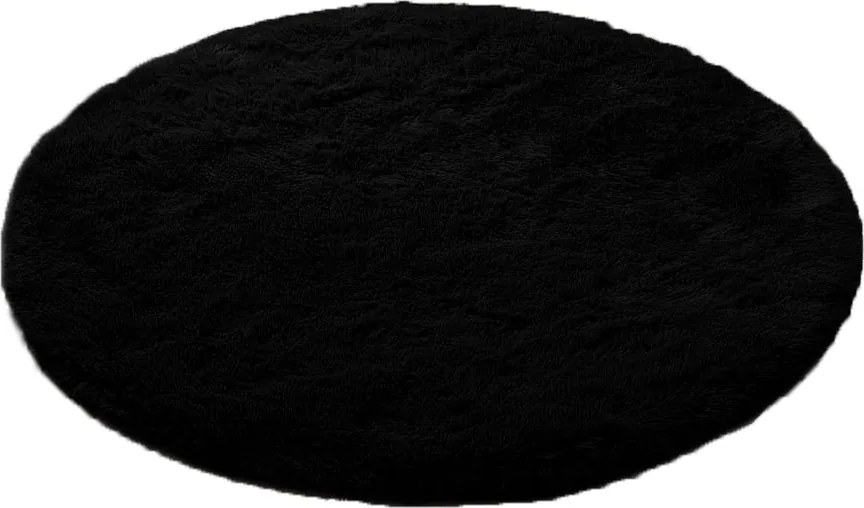 Okrúhly shaggy koberec Lana v čiernej farbe – NajAladin.sk Rozmer: 80 cm