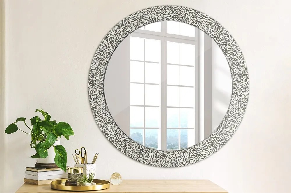 Okrúhle zrkadlo s potlačou Kvetinový vzor fi 70 cm