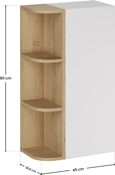 Závesná kúpeľňová skrinka Aster 45 cm biela/dub cremona