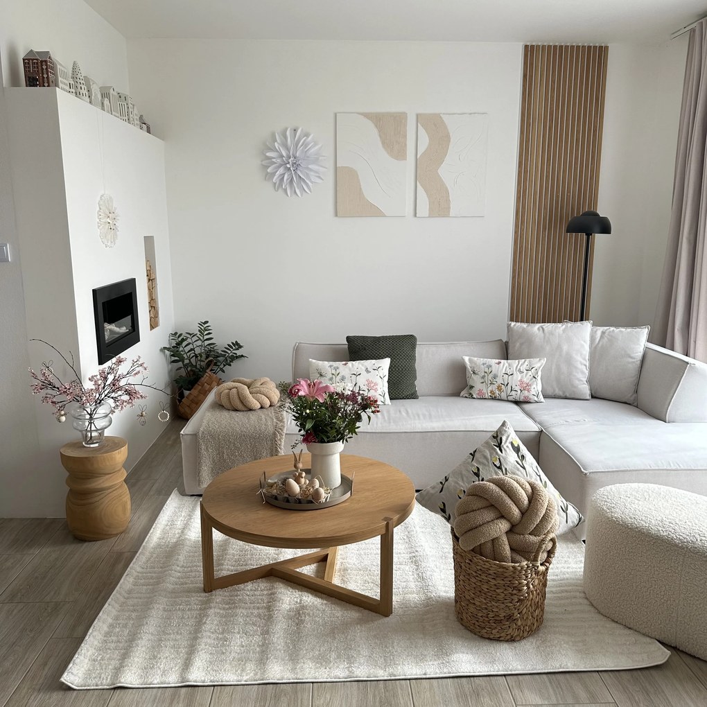 Dywany Łuszczów, Kusový koberec Mode 8589 geometric cream, 120x170, biela, kancelária