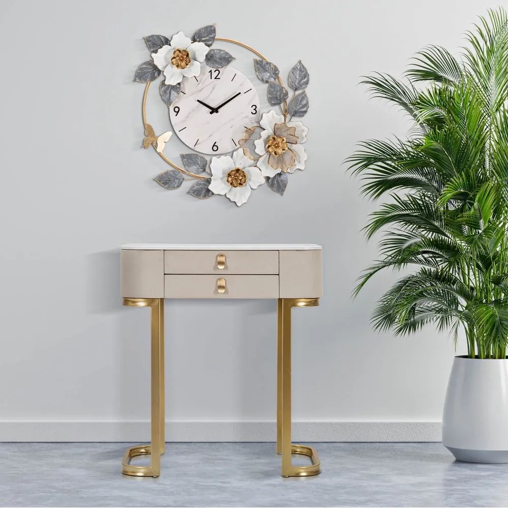 Béžový/v zlatej farbe konzolový stolík s doskou v dekore mramoru 40x70 cm Beauty – Mauro Ferretti