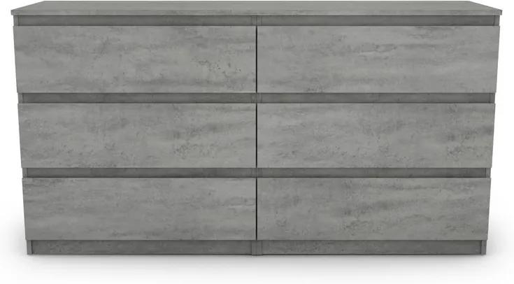Široká komoda Carlos, šedý betón, 150 cm