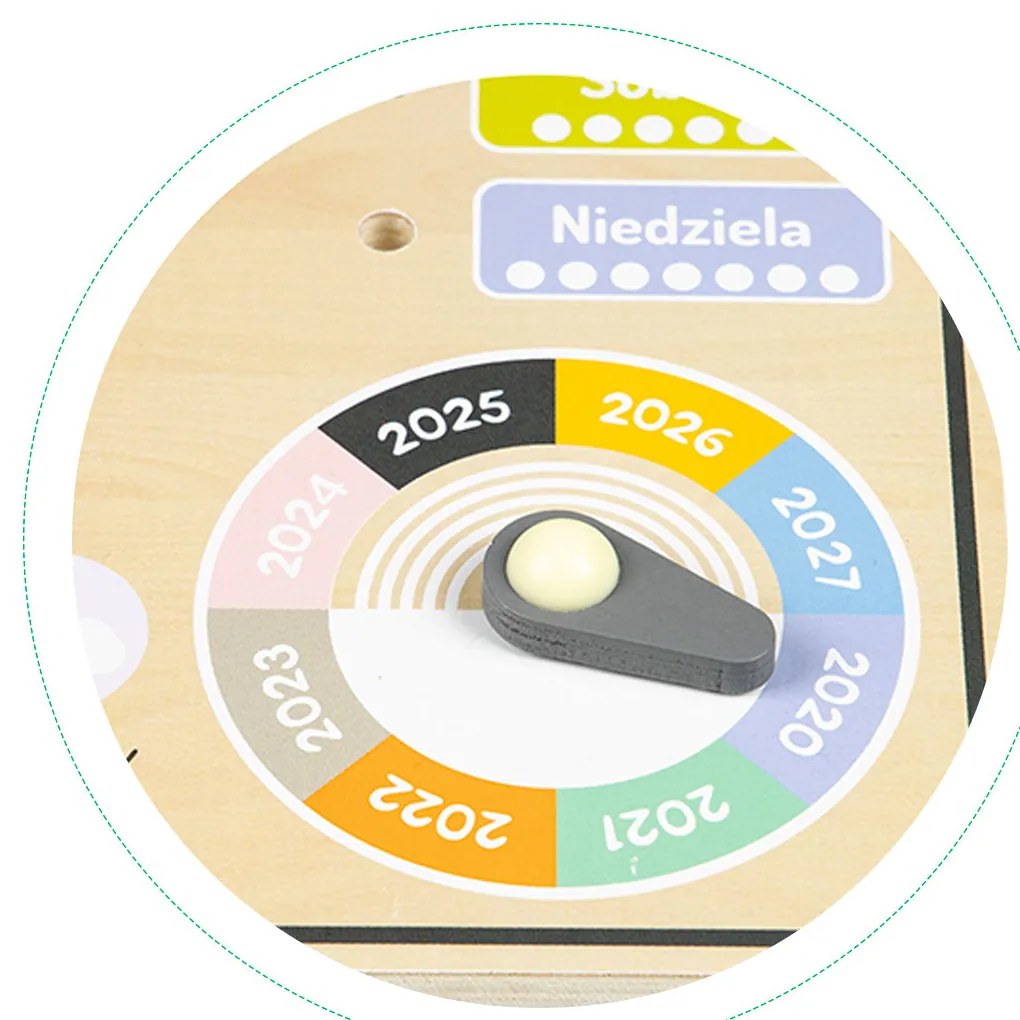 Drevená manipulačná tabuľa s kalendárom a hodinami
