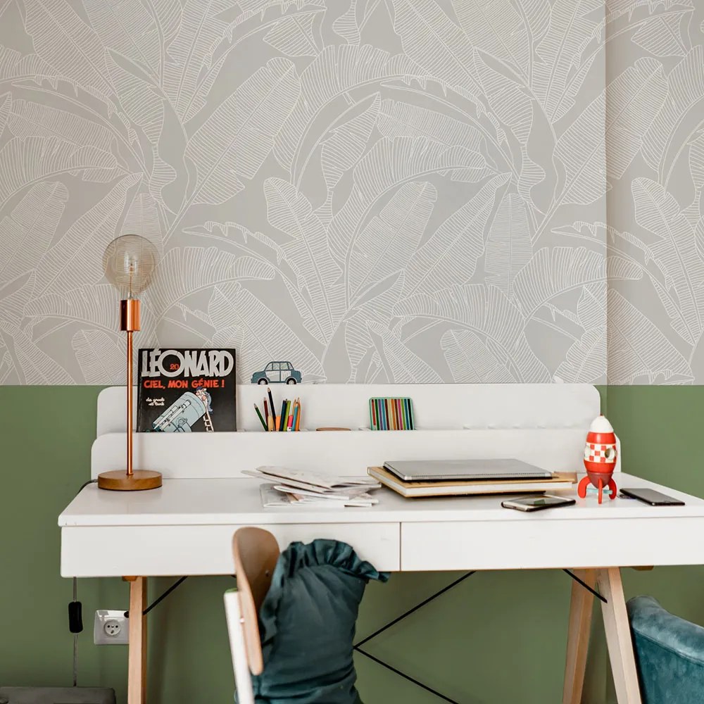 DEKORNIK Classic Big Palm Leaves Gray - Tapeta