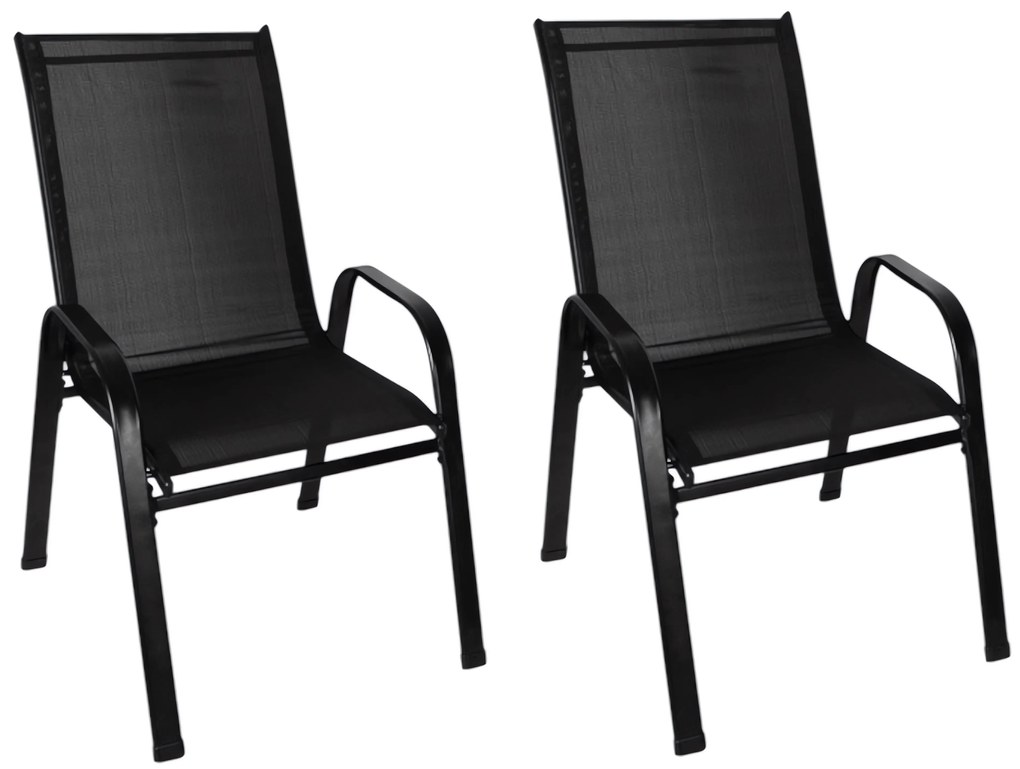 Gardlov 25290 Záhradné stoličky stohovateľné čierne 2 ks, čierna