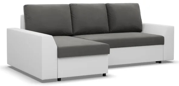 Rohová rozkladacia sedačka LUGO tmavosivá / biela