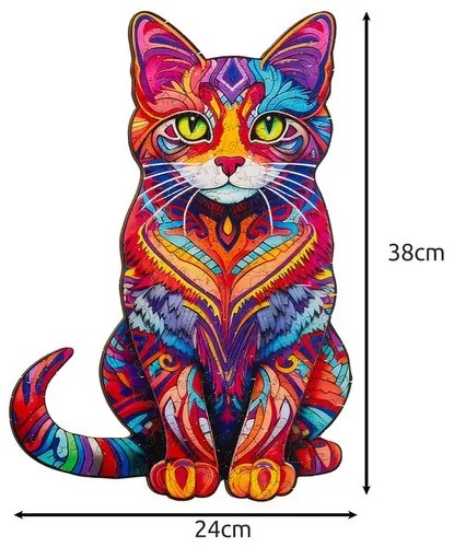 Kruzzel 22878 Dřevěné puzzle kočka 130 dílů, 38 x 24 cm