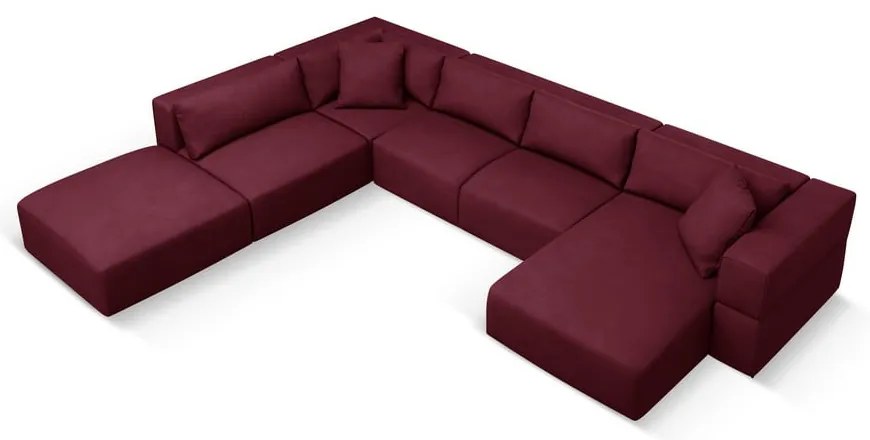 Vínovočervená rohová pohovka do "U", ľavý roh Esther - Milo Casa