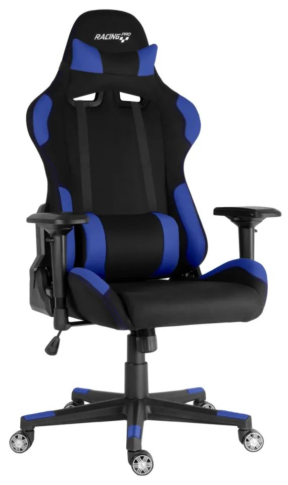 Herné kreslo Racing Pro ZK-025 TEX — látka, čierna / modrá