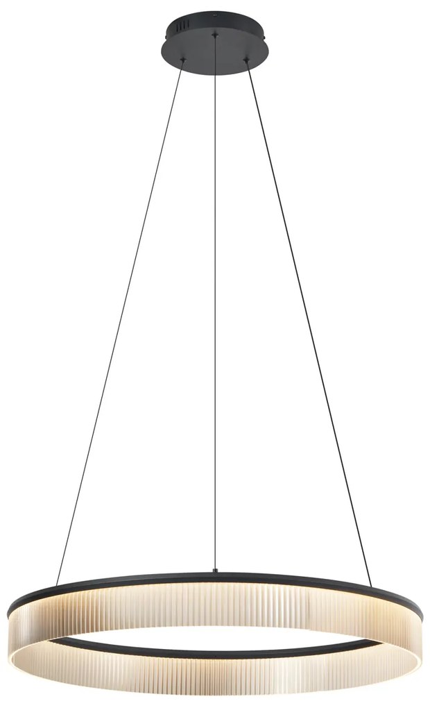 Moderné závesné svietidlo čierne 78 cm vrátane LED s 3-stupňovým stmievaním - Anello Chandelier