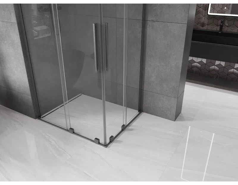 Mexen Velar L Duo, sprchový kút s posuvnými dverami 100 x 90 cm, 8mm číre sklo, grafit brúsený, 871-100-090-02-03-66