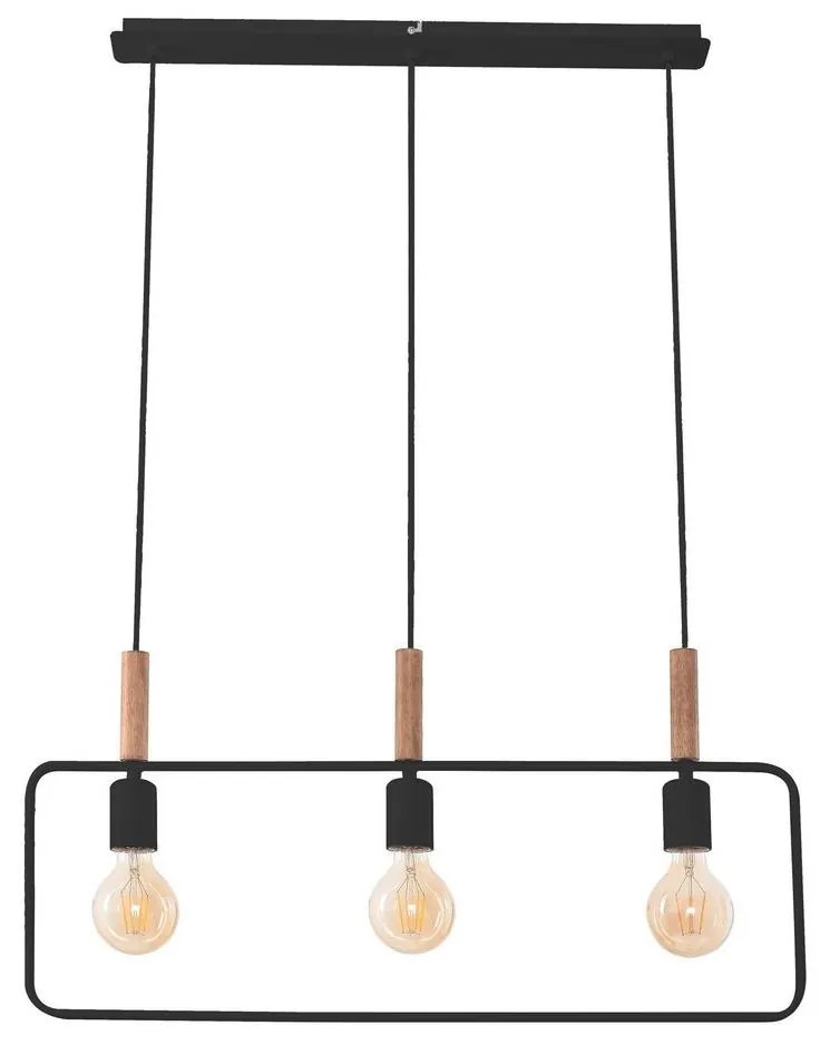 Luster na lanku FRAME 3xE27/60W/230V čierna