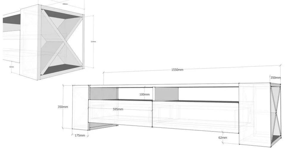 TV stolek SOSRUKO 155 cm ořech