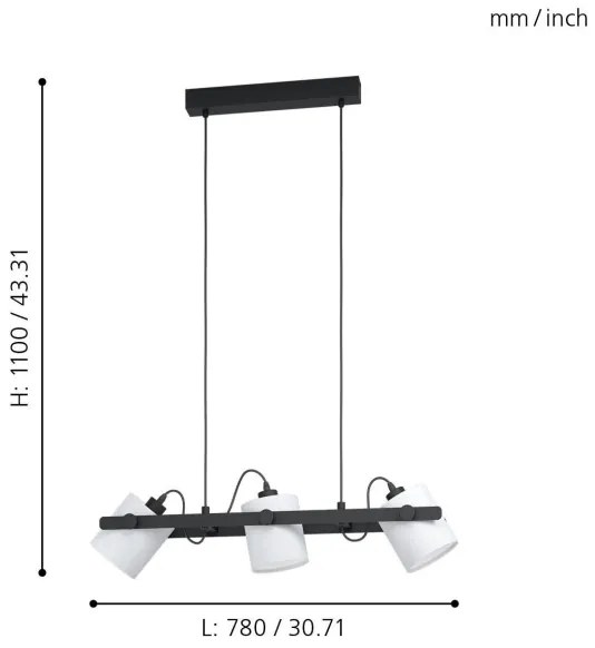 Eglo 43426 - Luster na lanku HORNWOOD 1 3xE27/28W/230V