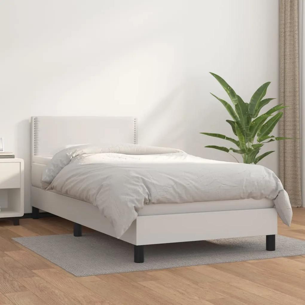 Boxspring posteľ s matracom biela 80x200 cm umelá koža 3141030