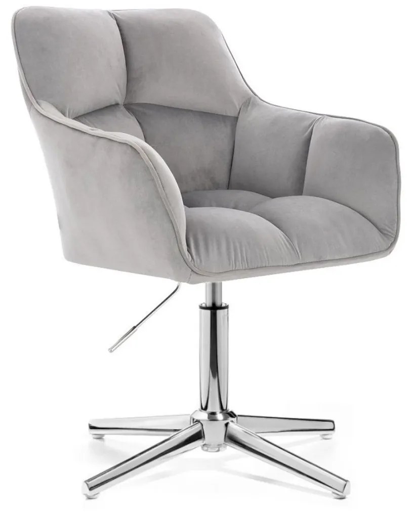 LuxuryForm DESIGN Kreslo AMALFI VELUR na striebornom kríži - svetlo šedé