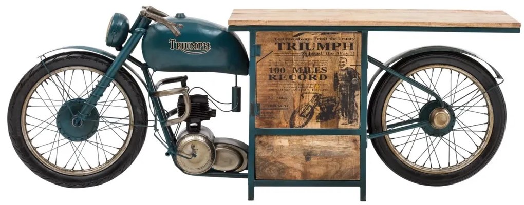 furniture-nabytek.cz - Masívna skrinka pod umývadlo Triumph z mangového dreva a kovu, lakovaná, modrá – 216×50×75 cm