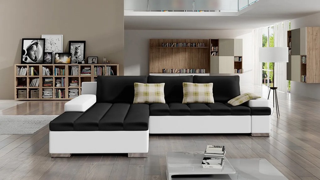 Rohová sedačka Kanton, Dostupné poťahy: ekokoža Soft 017 + Lawa 05, Strana: ľavá