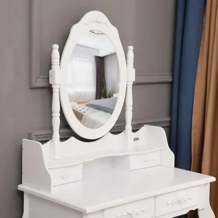 Sammer Kvalitný toaletný stolík so stoličkou v bielej farbe TL01-biela
