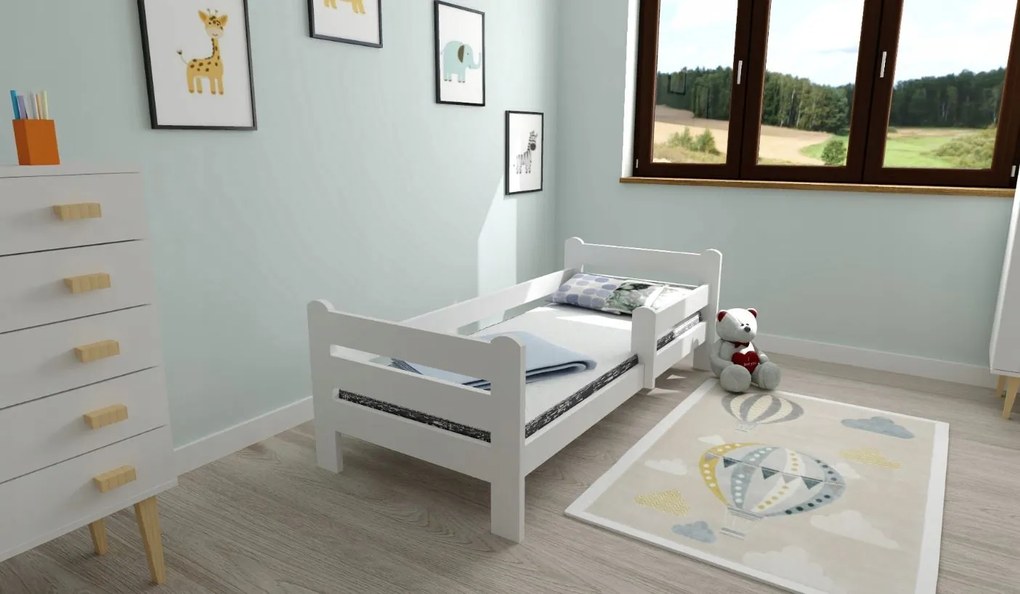 Detská posteľ z masívu borovice EDITA - 200x90 cm - biela