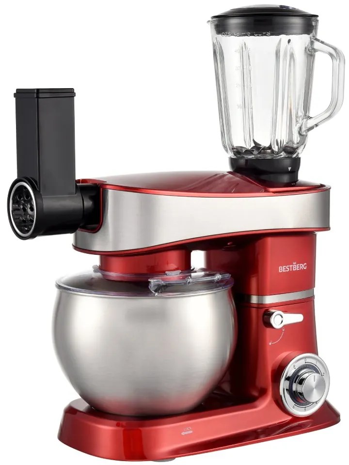 Multifunkčný kuchynský robot BestBerg BBR-2000R / 2000 W / 6 l / 6 rýchlostí / červená